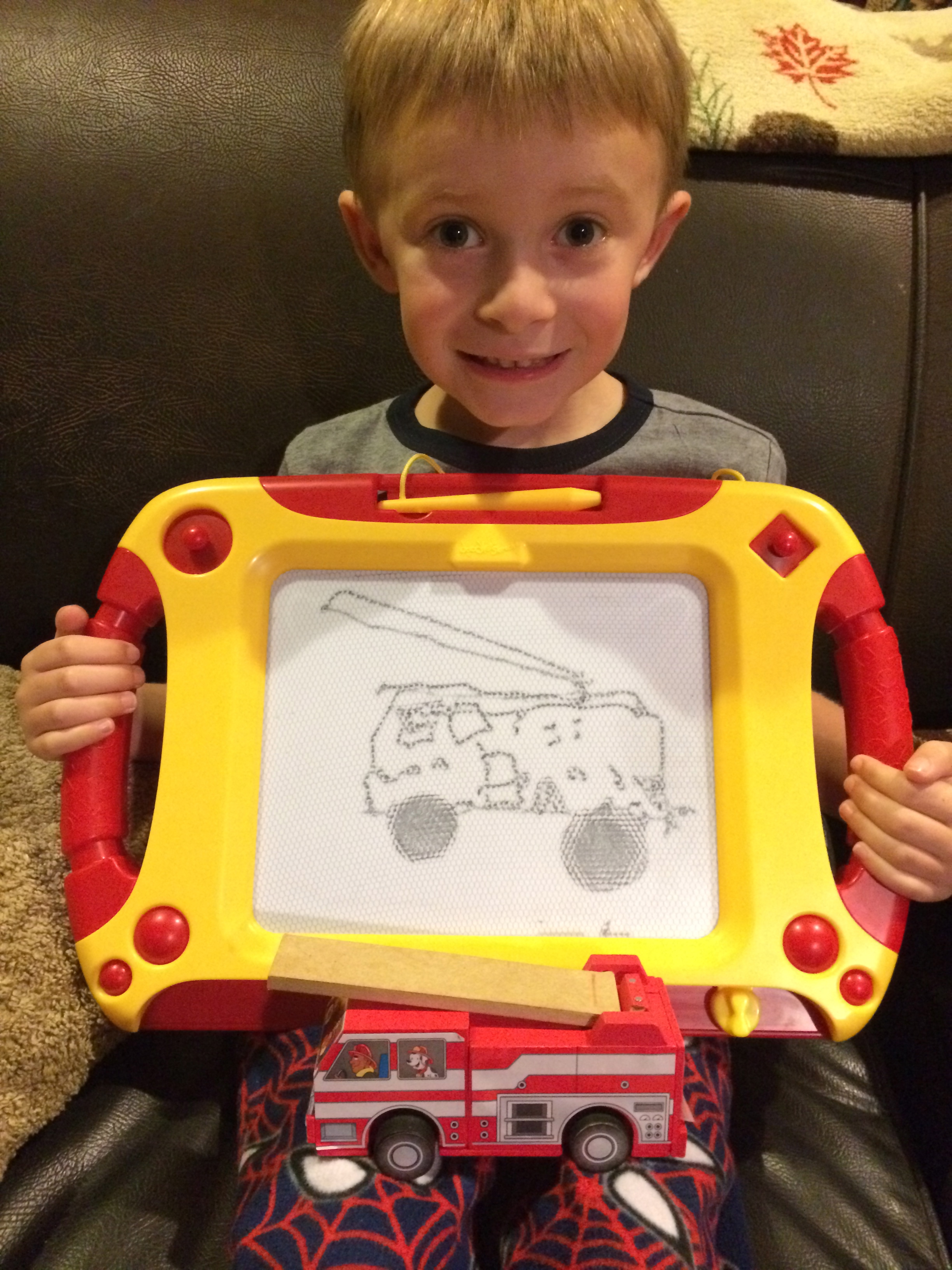 Tyler did a great job drawing his fire truck!